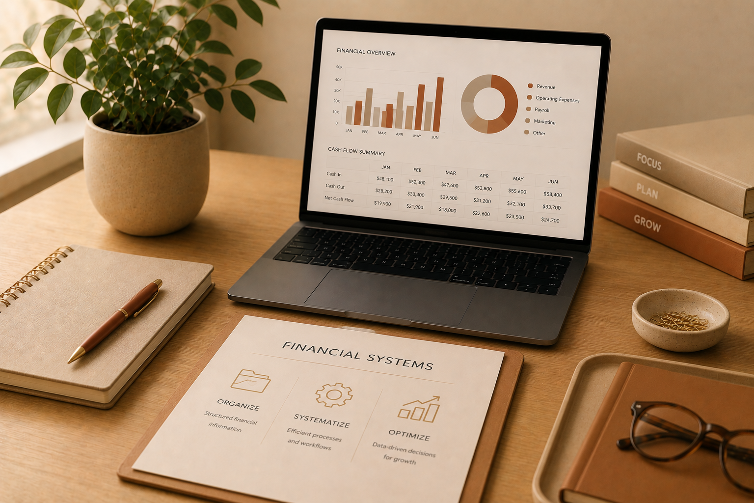 Financial systems dashboard and planning materials